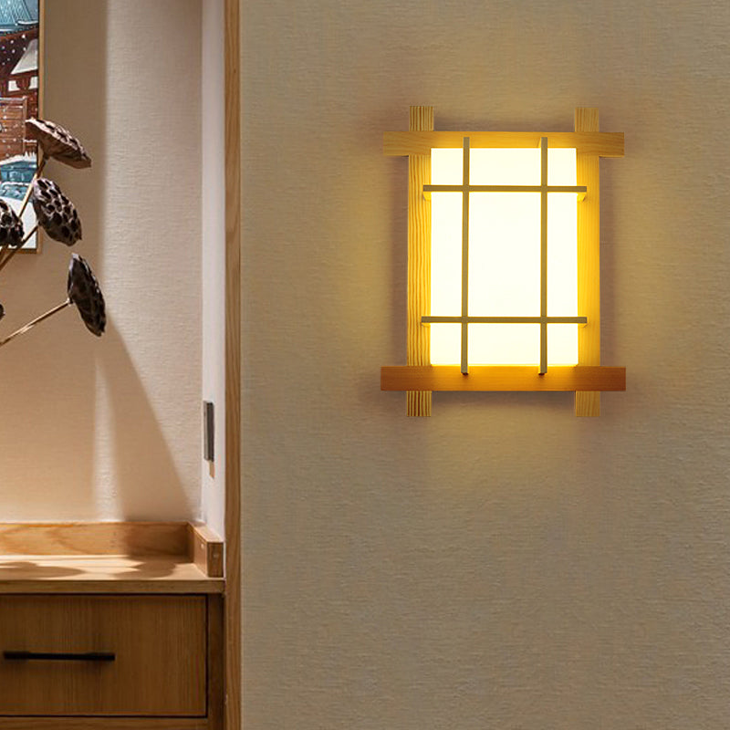 Modern Style Wall Mount Light 1-Light LED Wooden Wall Sconce Light for Living Room