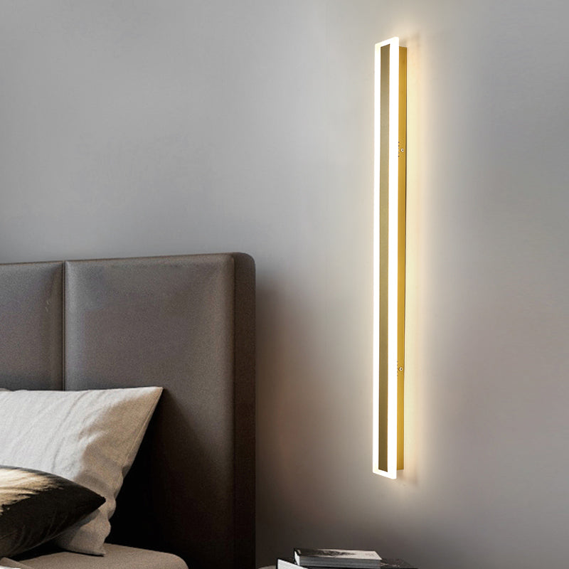 Metal Linear Shape Wall Mount Lighting Modern 1-Light Wall Mount Light Fixture in Gold