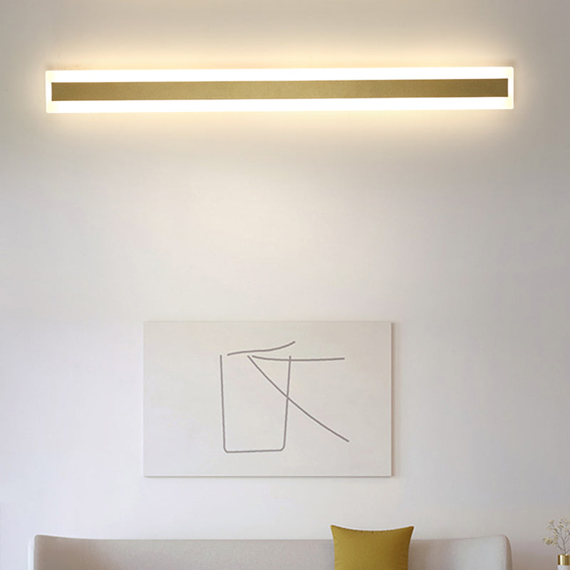 Metal Linear Shape Wall Mount Lighting Modern 1-Light Wall Mount Light Fixture in Gold