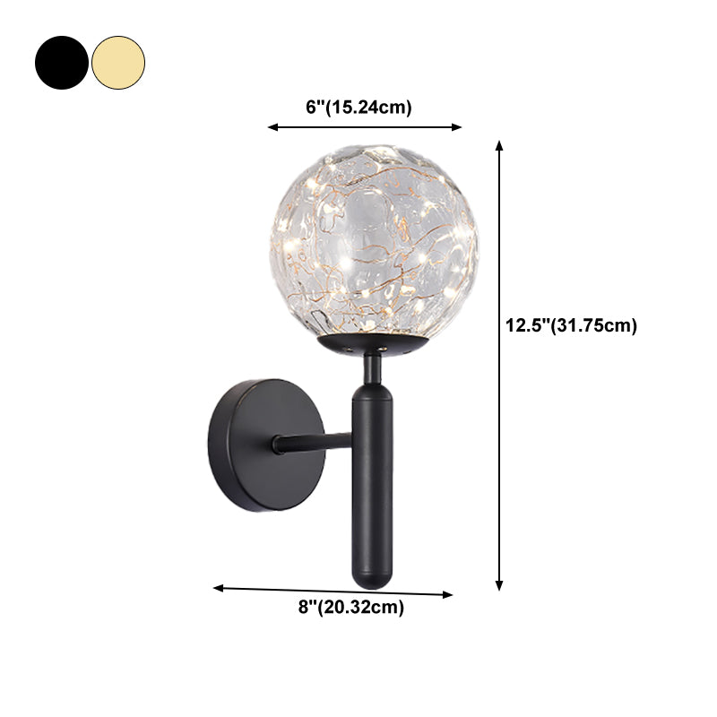 Stile moderno a forma sferica murale vetro sconce 1 illuminazione da parete leggera per accanto