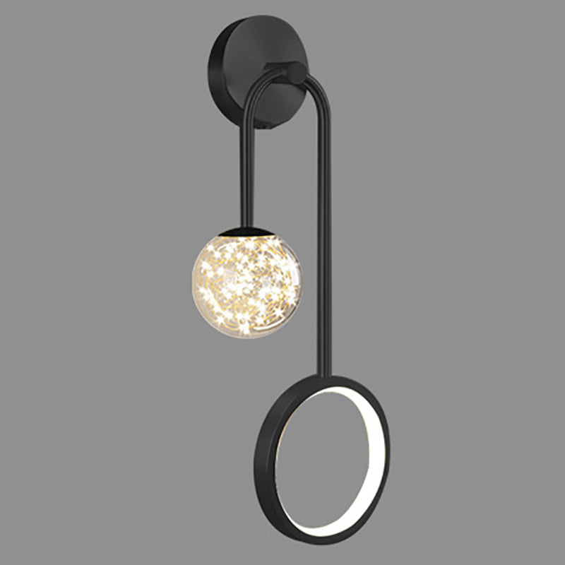 Modern Style Spherical Shape Wall Sconce Glass 2 Light Wall Lighting for Living Room