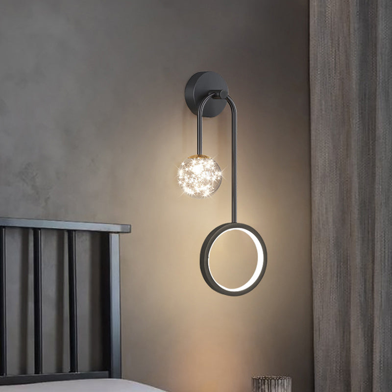 Modern Style Spherical Shape Wall Sconce Glass 2 Light Wall Lighting for Living Room