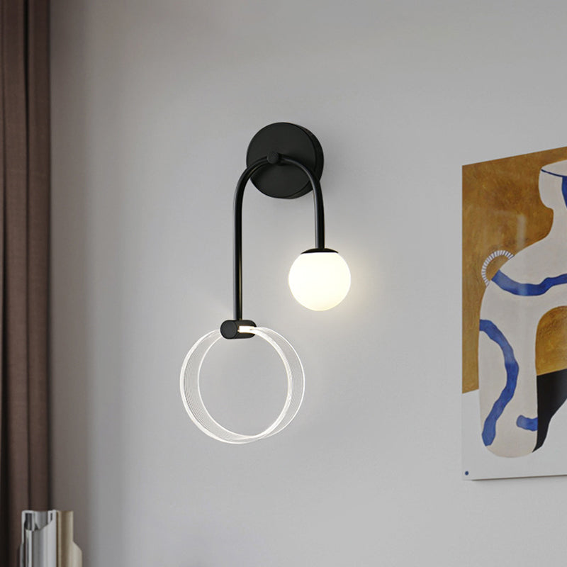 Modern Style Spherical Shape Wall Sconce Glass 2 Light Wall Lighting for Living Room