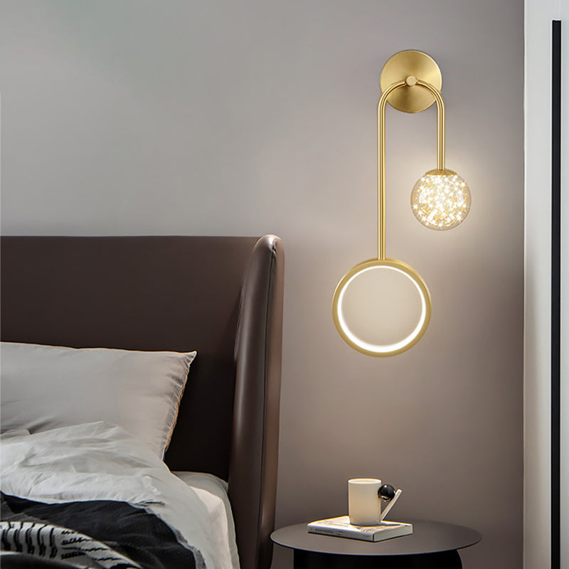 Estilo moderno de forma esférica vidrio apliques 2 iluminación de pared de luz para sala de estar