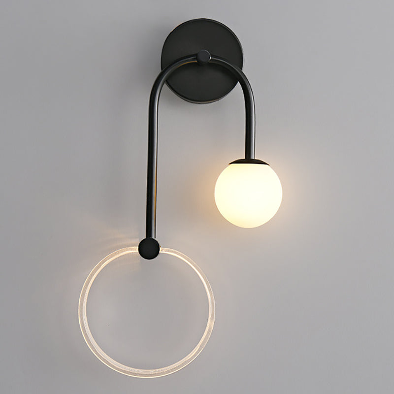 Modern Style Spherical Shape Wall Sconce Glass 2 Light Wall Lighting for Living Room