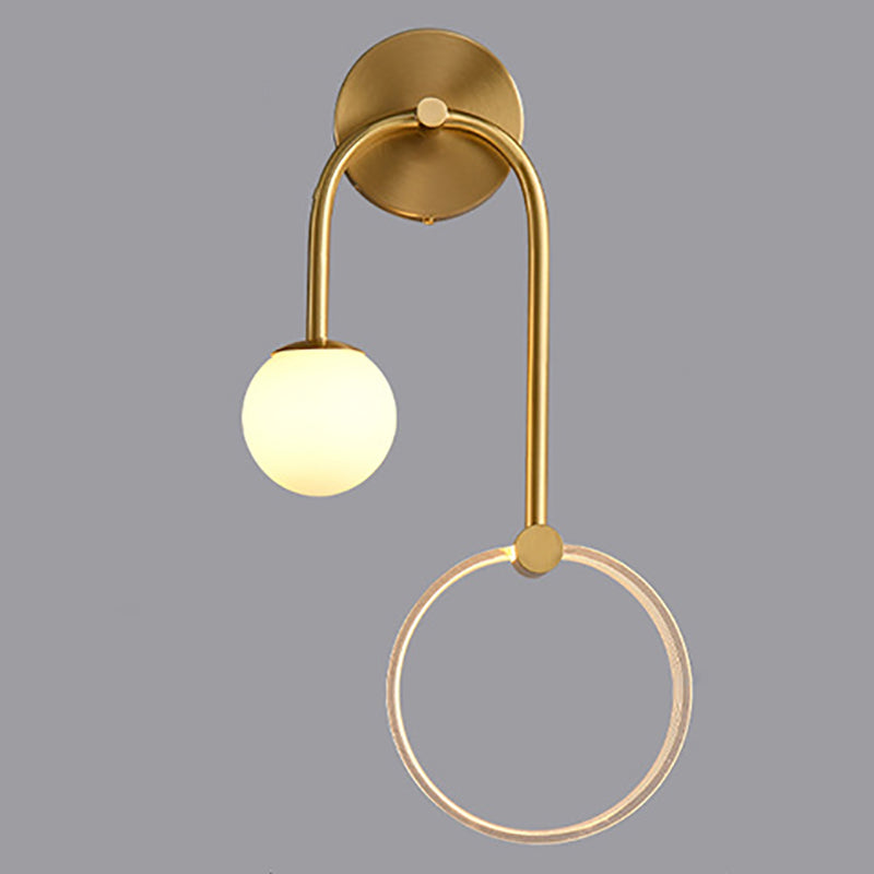 Modern Style Spherical Shape Wall Sconce Glass 2 Light Wall Lighting for Living Room