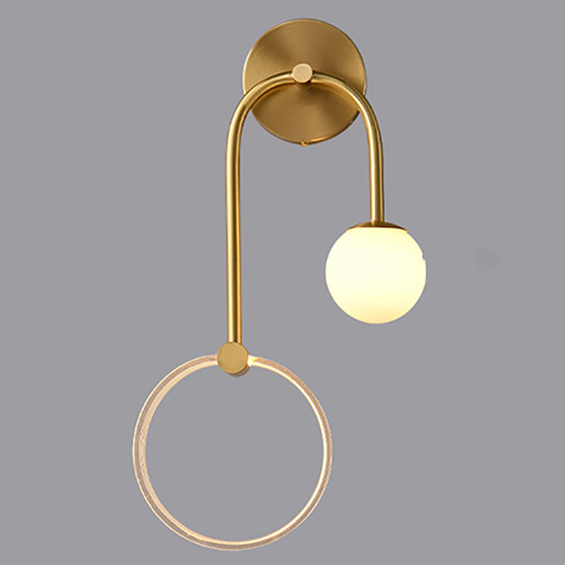 Modern Style Spherical Shape Wall Sconce Glass 2 Light Wall Lighting for Living Room