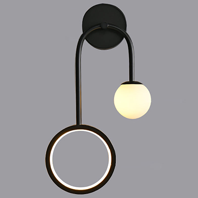 Modern Style Spherical Shape Wall Sconce Glass 2 Light Wall Lighting for Living Room