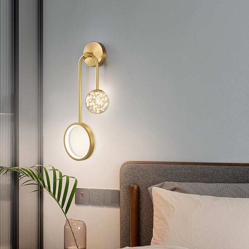 Modern Style Spherical Shape Wall Sconce Glass 2 Light Wall Lighting for Living Room