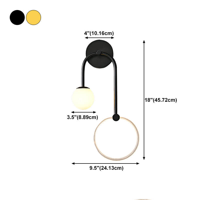 Modern Style Spherical Shape Wall Sconce Glass 2 Light Wall Lighting for Living Room