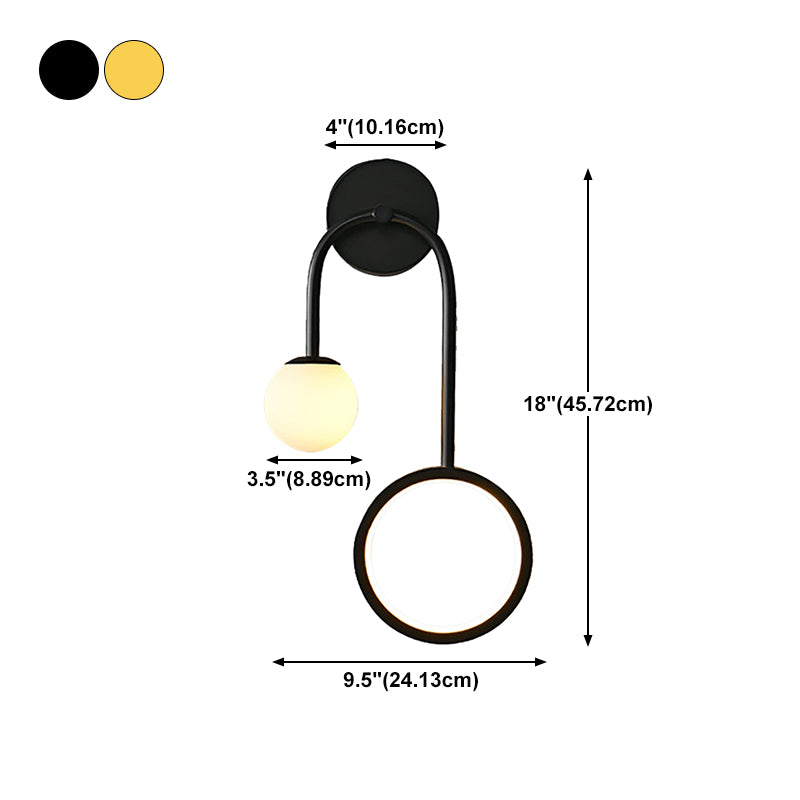 Modern Style Spherical Shape Wall Sconce Glass 2 Light Wall Lighting for Living Room
