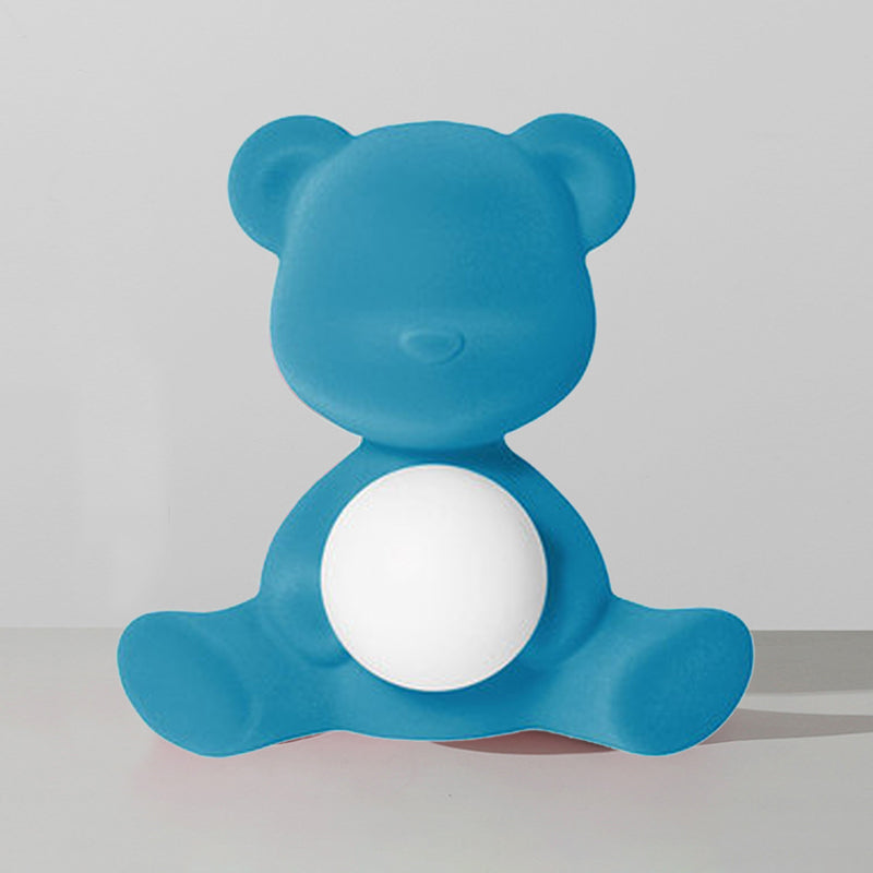 Lámpara de mesa de oso de macarrones 1 luces de escritorio con sombra de vidrio para dormitorio