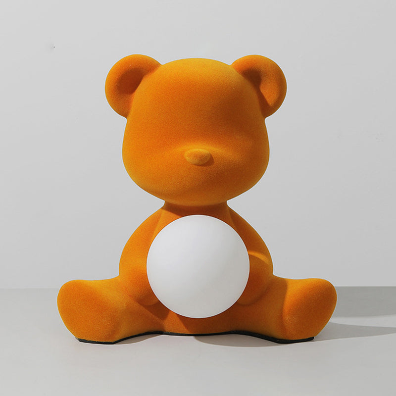 Lámpara de mesa de oso de macarrones 1 luces de escritorio con sombra de vidrio para dormitorio