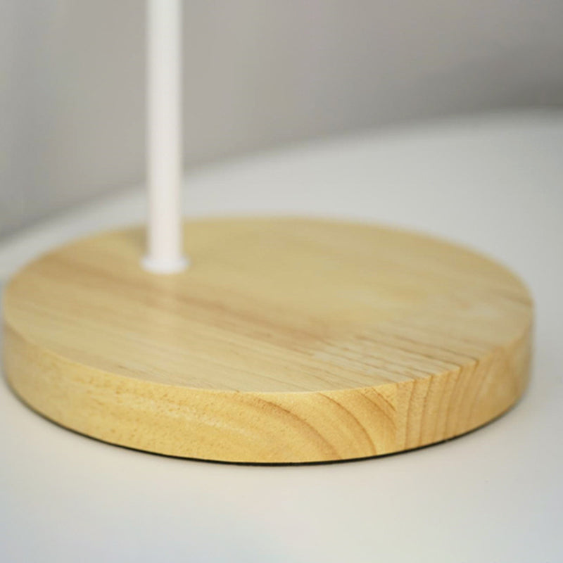 Lámpara de mesa LED Luz de escritorio de madera moderna con sombra Galss para sala de estar (el juguete no incluye)