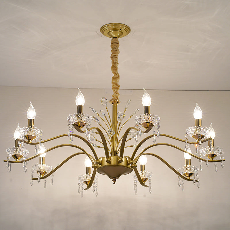 Traditional Unique Chandelier Lights Crystal Pendant Light Fixtures in Gold