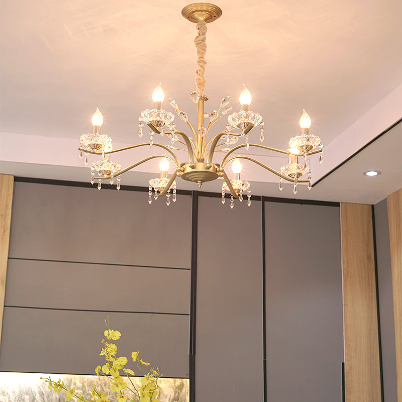 Traditional Unique Chandelier Lights Crystal Pendant Light Fixtures in Gold