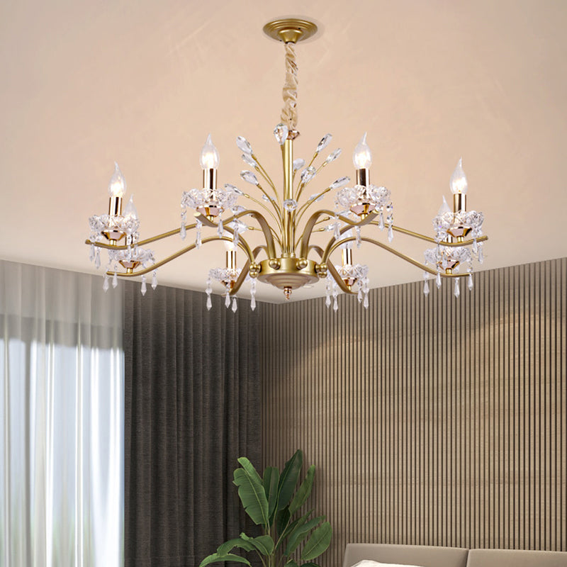 Traditional Unique Chandelier Lights Crystal Pendant Light Fixtures in Gold