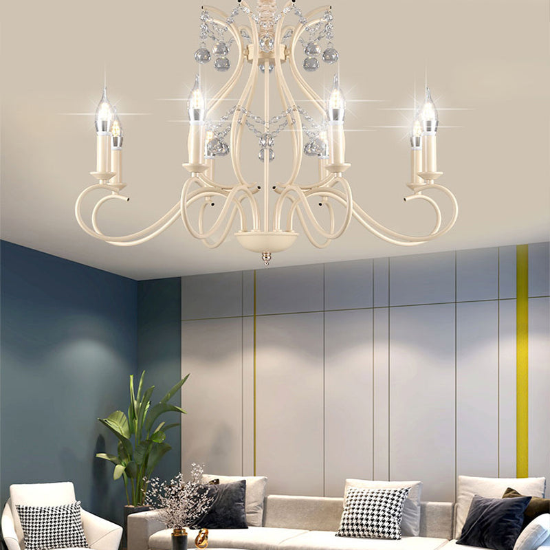 Traditional Unique Chandelier Lights Crystal Chandelier Lighting Fixtures in White