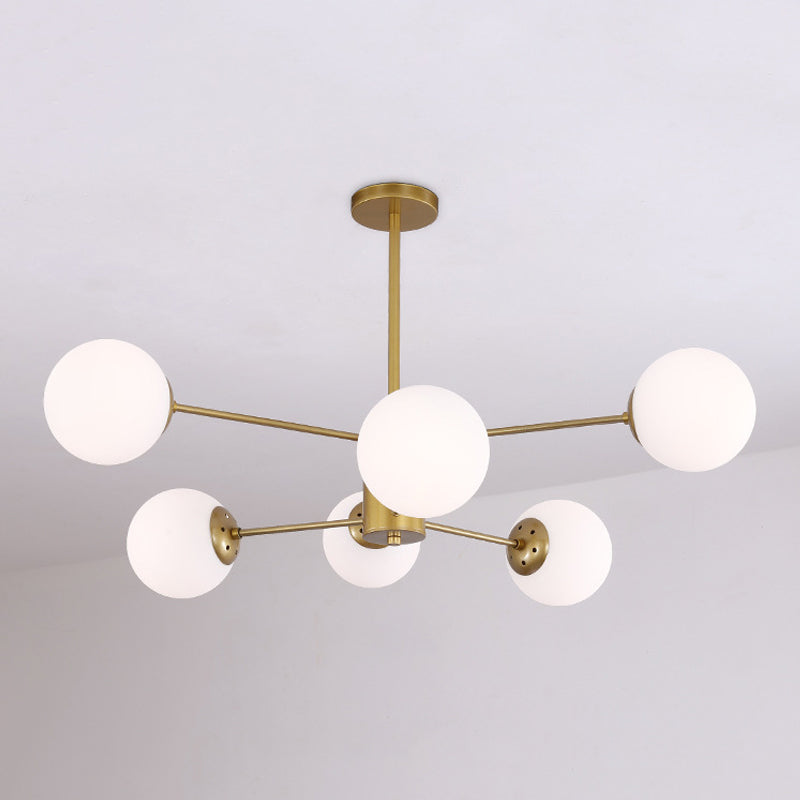 Modern Style Suspension Lamp Globe Shape Glass Metal Chandelier Lighting Fixtures