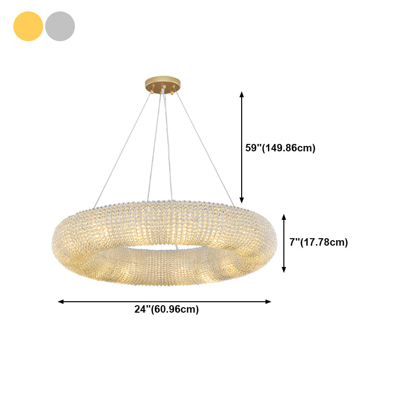 Modern Style Hanging Lamp Kit Circle Shape Crystal Chandelier Lighting Fixtures