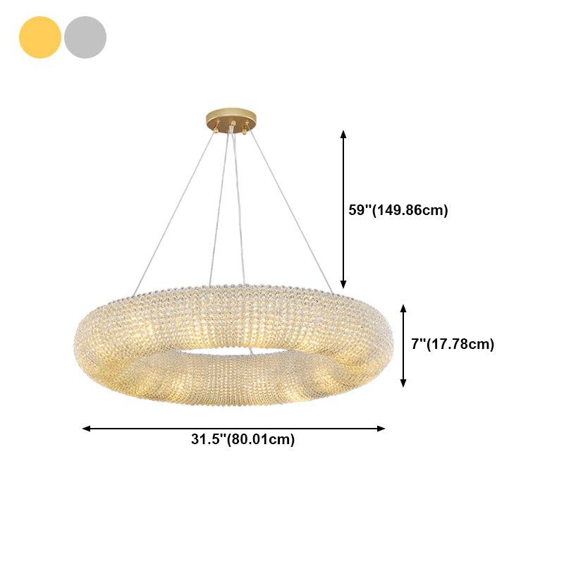 Modern Style Hanging Lamp Kit Circle Shape Crystal Chandelier Lighting Fixtures