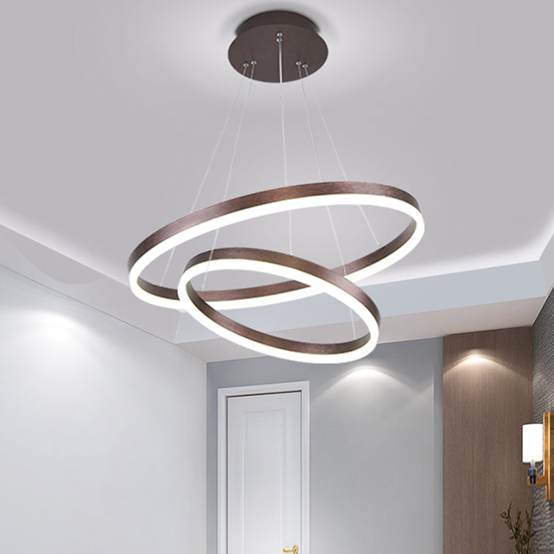 Circle Shape Metal Pendant Light Fixtures Modern Style Hanging Light Fixtures in Brown