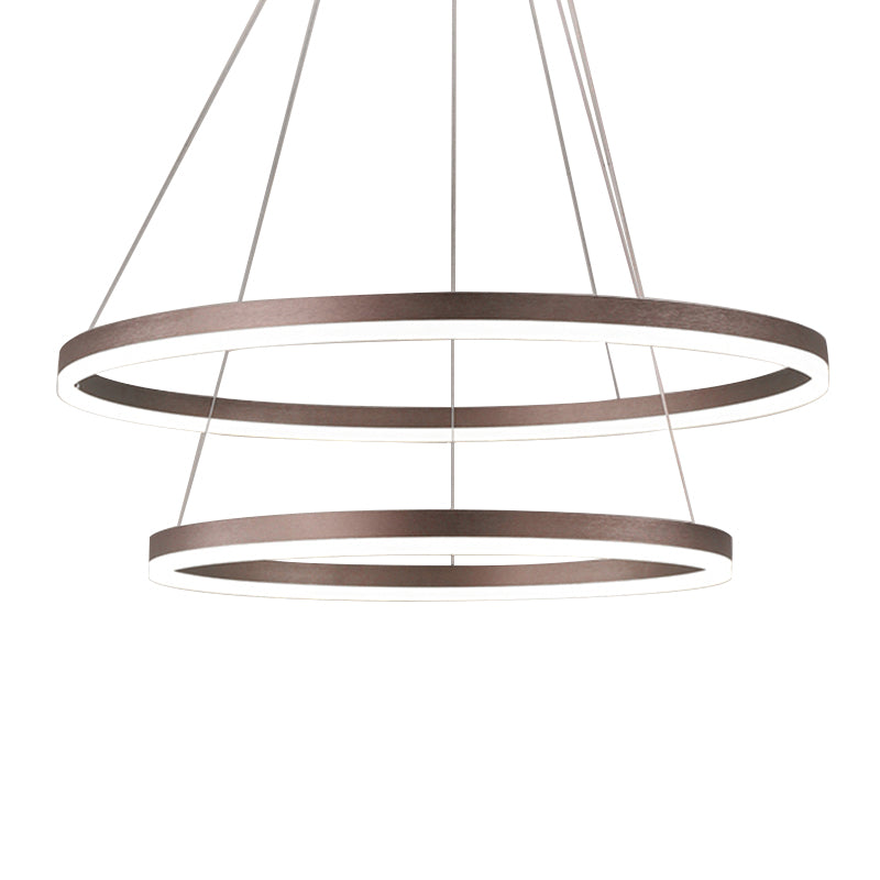 Circle Shape Metal Pendant Light Fixtures Modern Style Hanging Light Fixtures in Brown