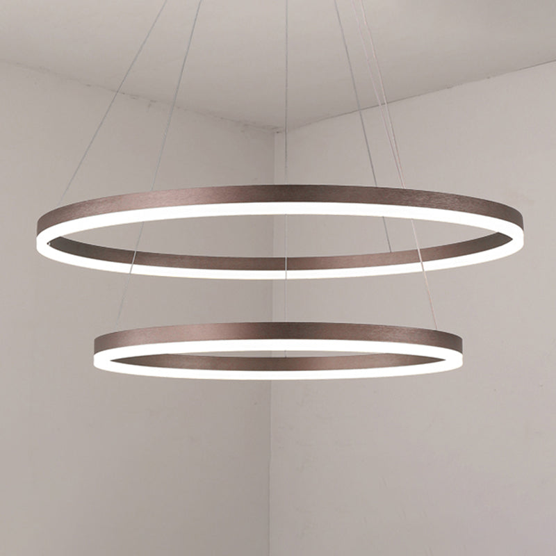 Circle Shape Metal Pendant Light Fixtures Modern Style Hanging Light Fixtures in Brown