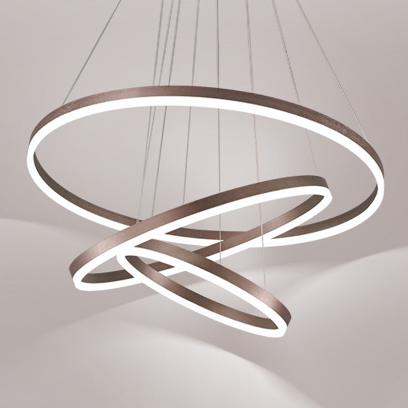 Circle Shape Metal Pendant Light Fixtures Modern Style Hanging Light Fixtures in Brown