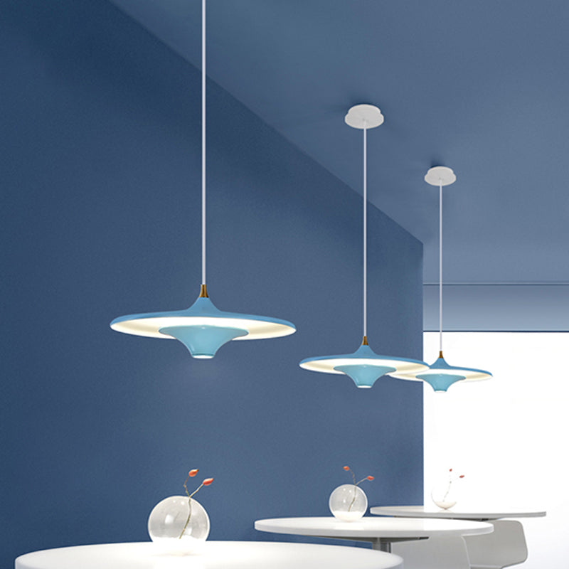 Macaron Style Hanging Light Fixture 1-Light LED Pendant Lamp with Iron Shade for Bedroom