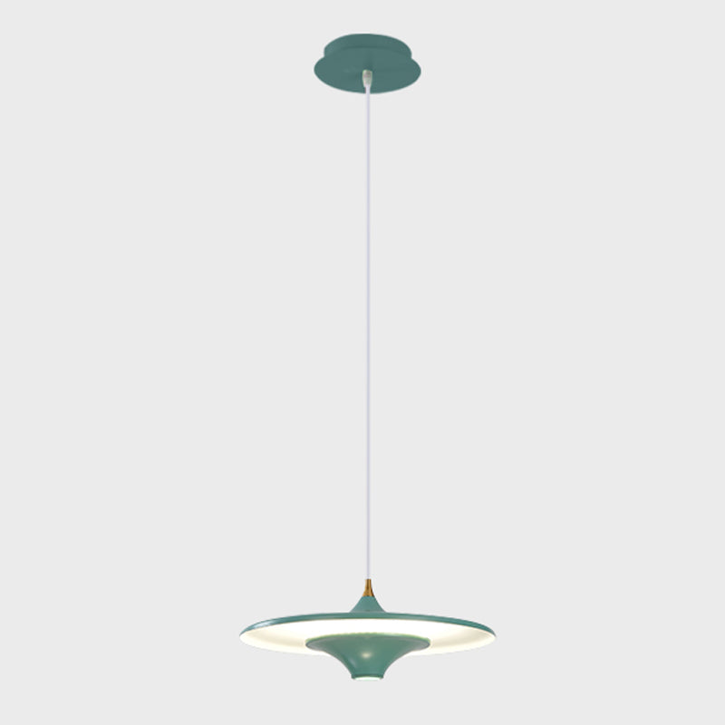 Macaron Style Hanging Light Fixture 1-Light LED Pendant Lamp with Iron Shade for Bedroom