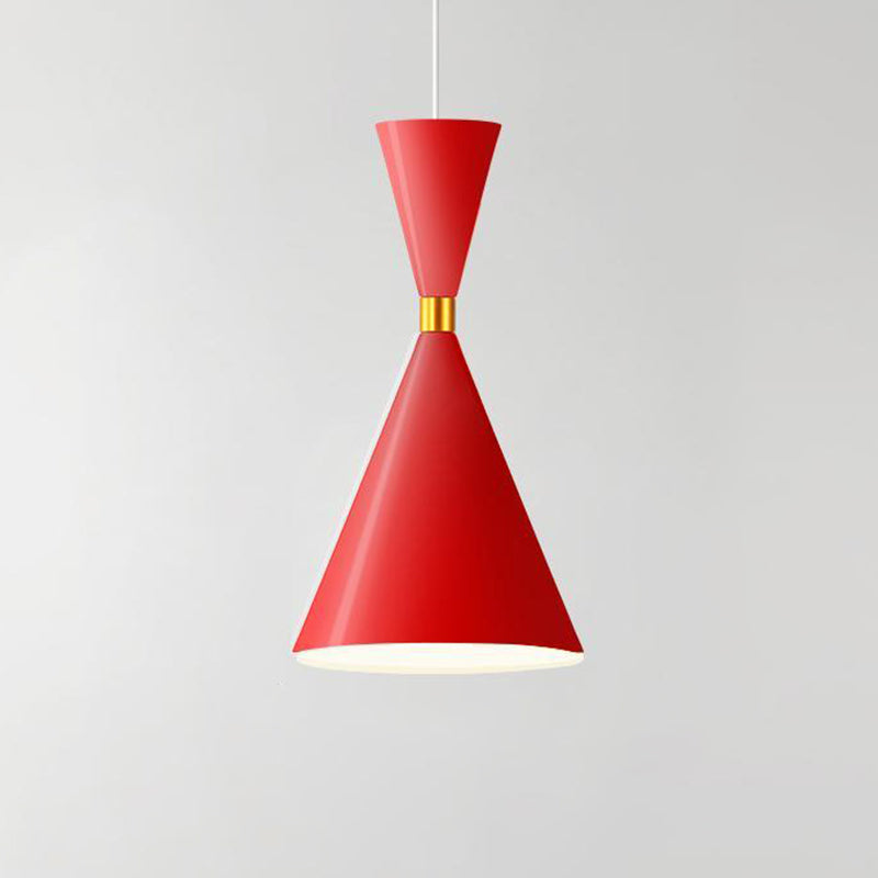 Macaron Style Hanging Light Fixture 1-Light Pendant Lamp with Metal Shade for Bedroom