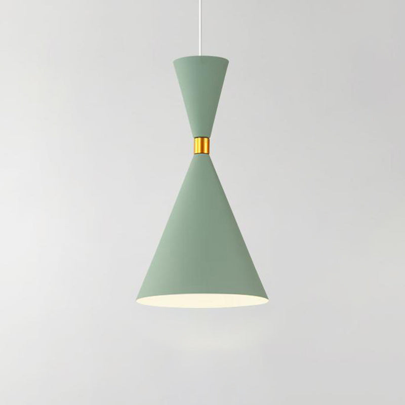 Macaron Style Hanging Light Fixture 1-Light Pendant Lamp with Metal Shade for Bedroom