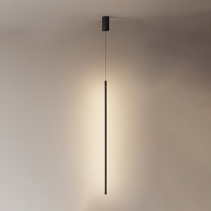 Modern Style Hanging Light Fixture LED Strip Shape Pendant Lamp with Acrylic Shade