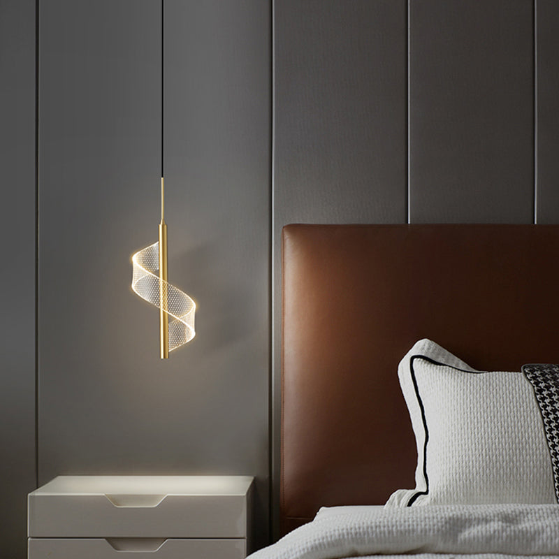 Postmodern Metal Pendant Light Simple LED Ceiling Lamp with Acrylic Shade for Bedroom