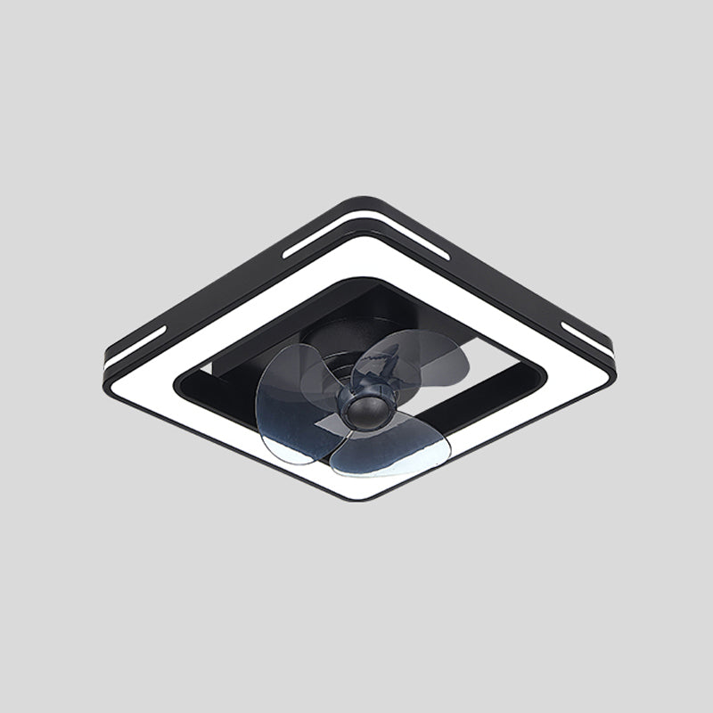 Lámpara de ventilador LED geométrico moderno de 360 grados de semi flush de montaje de montaje con rubor
