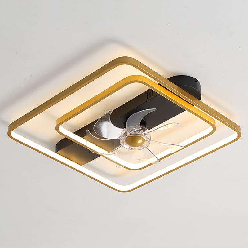 Moderne einfache Metall Deckenlüftungslampe Geometrie LED Deckenventilator Licht für Wohnzimmer