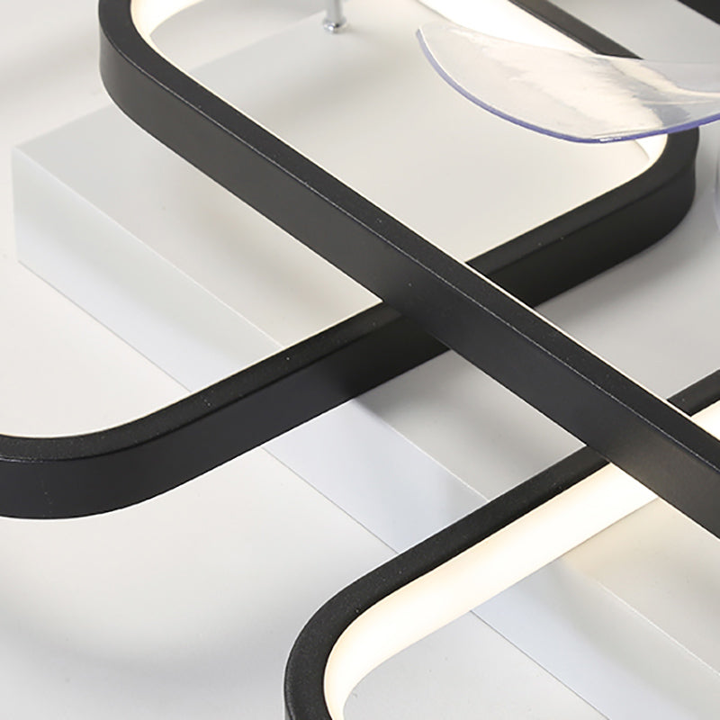 Moderne einfache Metall Deckenlüftungslampe Geometrie LED Deckenventilator Licht für Wohnzimmer