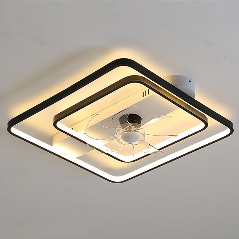 Moderne einfache Metall Deckenlüftungslampe Geometrie LED Deckenventilator Licht für Wohnzimmer