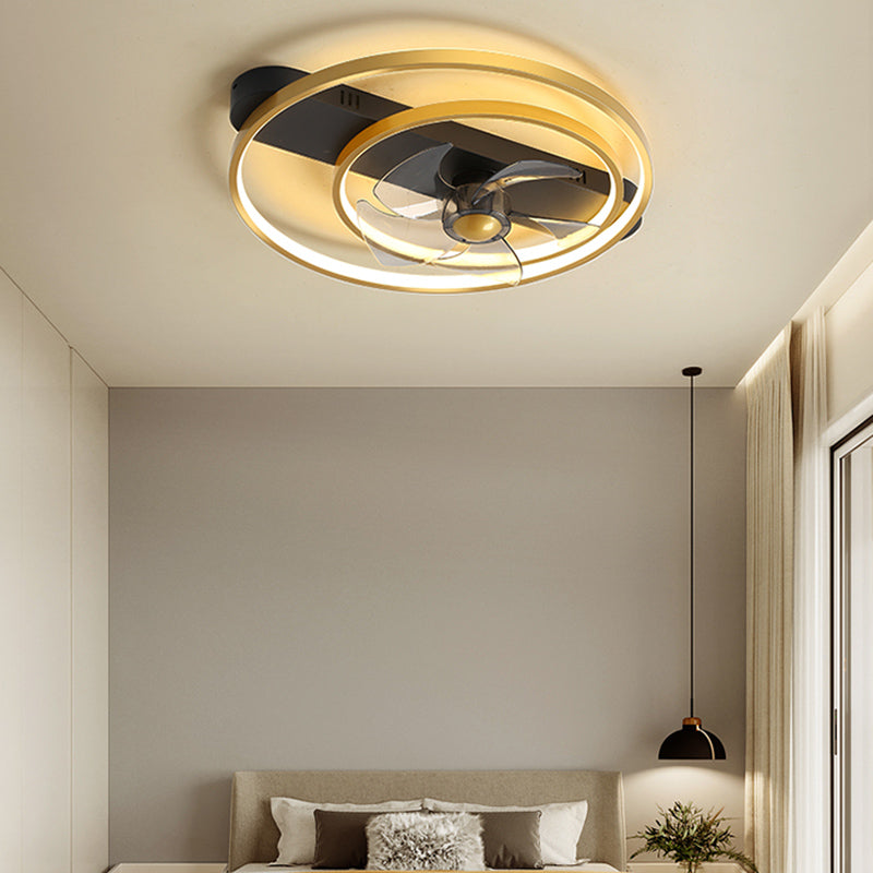 Moderne einfache Metall Deckenlüftungslampe Geometrie LED Deckenventilator Licht für Wohnzimmer