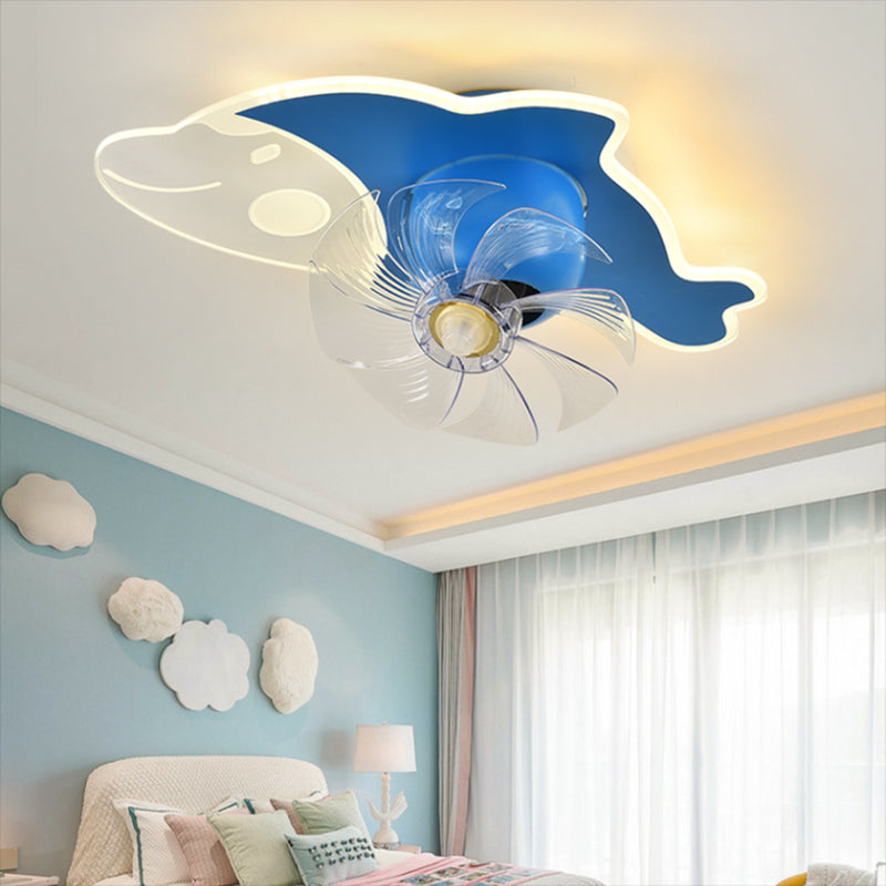 Cartoon LED Plafond lampe à fans à 360 degrés Rotatif pour enfants SEMI SEMI MOUR MONT