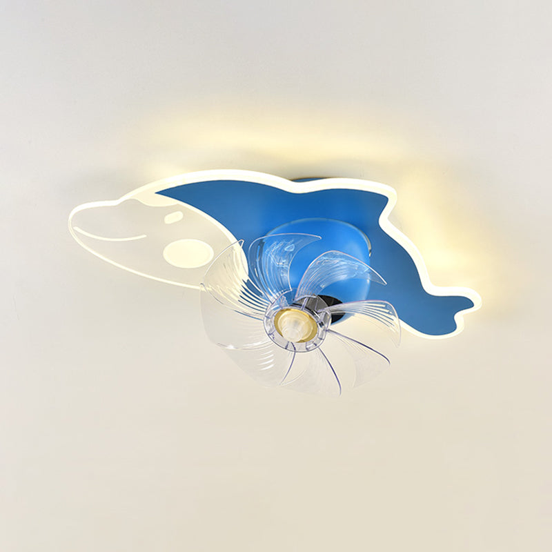 Cartoon LED Plafond lampe à fans à 360 degrés Rotatif pour enfants SEMI SEMI MOUR MONT