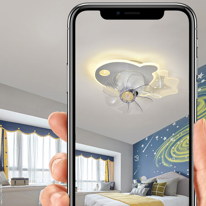 Cartoon LED Plafond lampe à fans à 360 degrés Rotatif pour enfants SEMI SEMI MOUR MONT