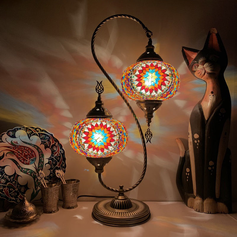 Modern Style Teardrop Shape Table Lighting Glass 2 Light Table Lamp for Bedroom