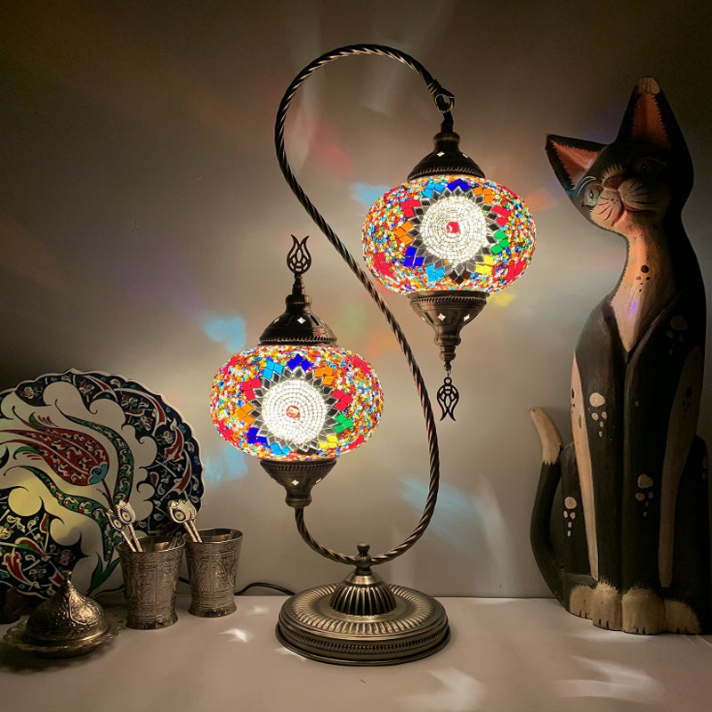 Modern Style Teardrop Shape Table Lighting Glass 2 Light Table Lamp for Bedroom