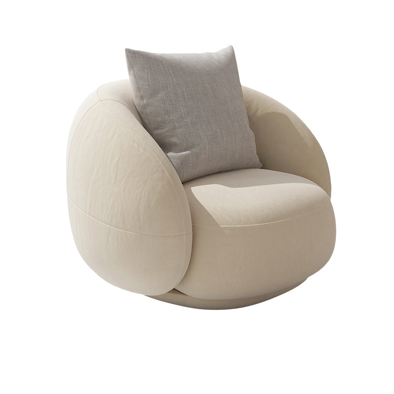 Beige Scandinavian Curved Sofa Tight Back Couch with Tuxedo Arm