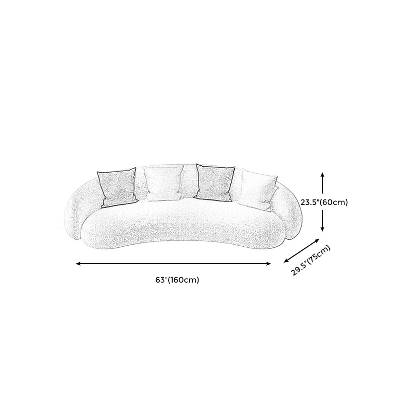 Beige Scandinavian Curved Sofa Tight Back Couch with Tuxedo Arm