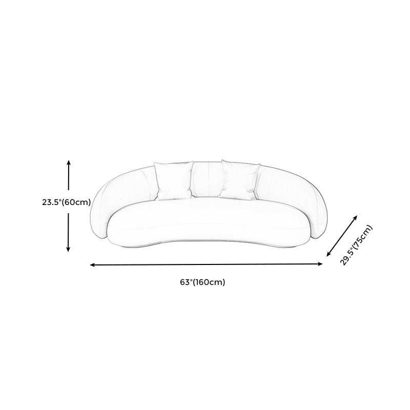 Beige Scandinavian Curved Sofa Tight Back Couch with Tuxedo Arm