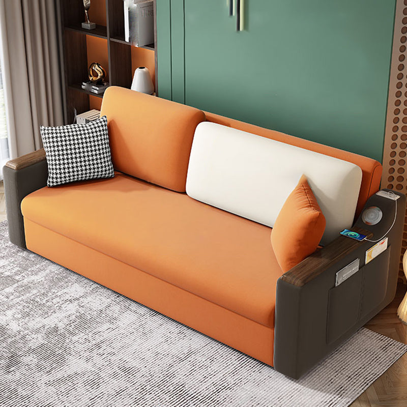 Orange Stain-Resistant Sofa Bed 26.77"H Fabric Sloped Arm Sofa Bed