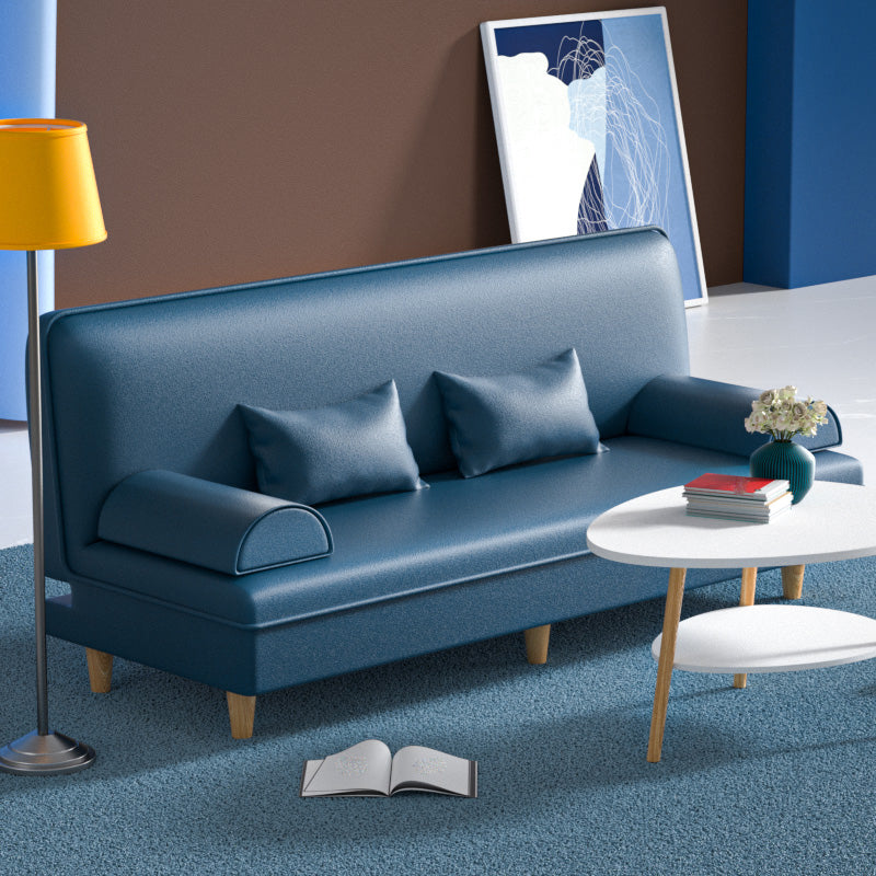 Modern Cotton-Blend/Faux Leather Convertible Sofa 33"H Armless Sofa for Living Room